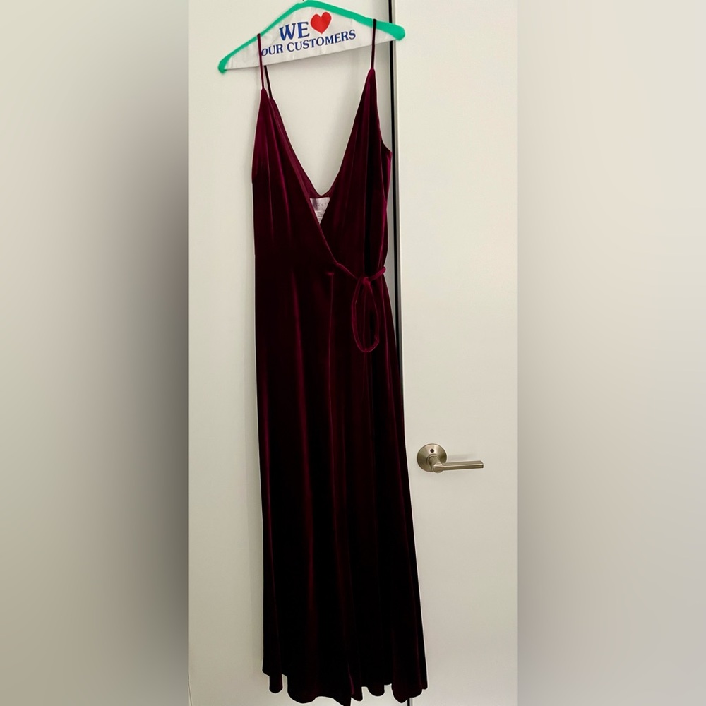 Maroon Velvet Formal Wrap Dress Size 12